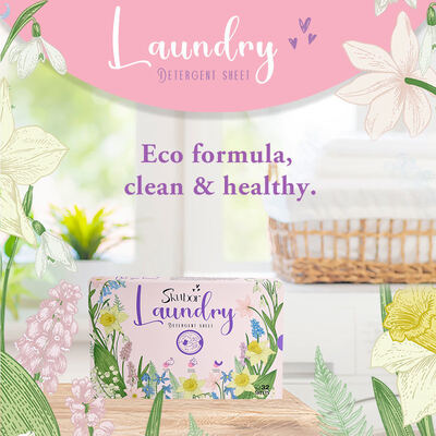 Φύλλα απορρυπαντικού πλυντηρίου φιλικά προς το περιβάλλον με άρωμα Βαθύς καθαρισμός και φύλλο πλυντηρίου χωρίς υγρό